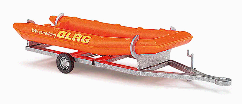 Pontoon Rescue Boat w/Trailer - Assembled -- German Life Saving Association DLRG (orange, German Lettering)