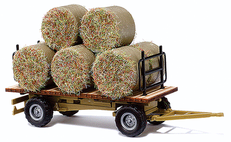Hay Trailer - Assembled -- With Round Baled Load