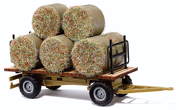 Hay Trailer - Assembled -- With Round Baled Load
