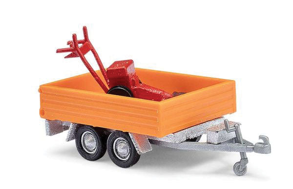 Small 2-Axle Utility Trailer w/Mower - Assembled -- Orange