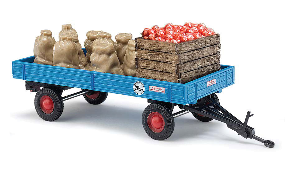Low-Side Trailer w/Apple Load - Assembled -- Blue