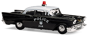 Emergency Chevrolet -- 1957 Bel Air Police Patrol (black, white roof & lettering)