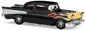 Automobile Chevrolet -- 1957 Bel Air 2-Door w/Flame Graphics (black body)