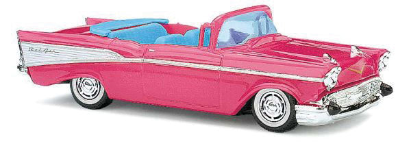 1957 Chevrolet Bel Air Convertible - Assembled -- Top Down (pink, white)