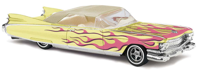 1959 Cadillac Eldorado Convertible - Assembled -- Top Up (yellow w/pink Flames)