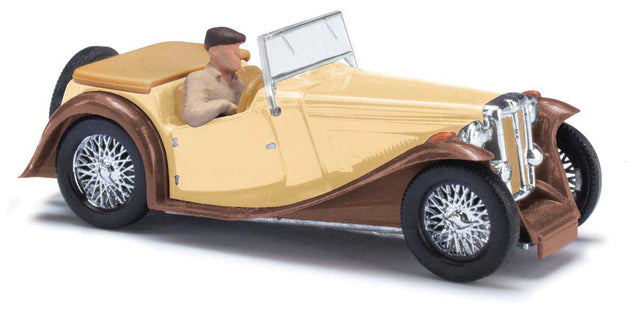 1945 MG Midget TC Convertible w/Driver - Assembled -- Brown, Beige