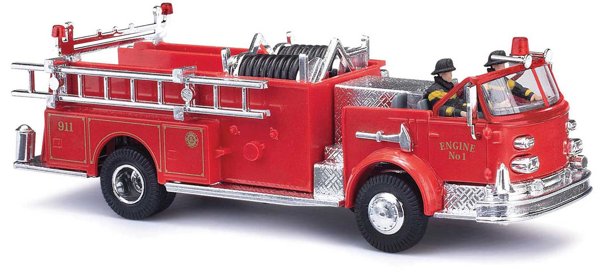 1968 American LaFrance Open-Cab Pumper w/2 Firemen - Assembled -- Red, Chrome