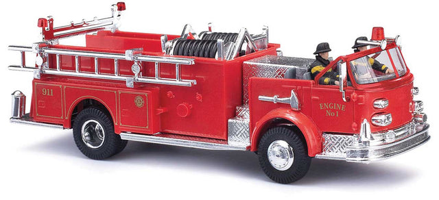 1968 American LaFrance Open-Cab Pumper w/2 Firemen - Assembled -- Red, Chrome