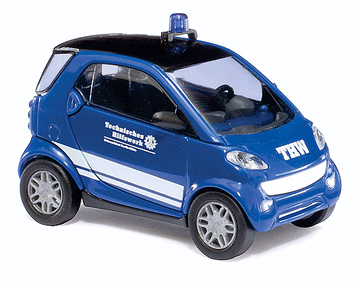 1998 Smart City Coupe - Assembled -- Technisches Hilfswerk THW (blue, white, German Lettering)