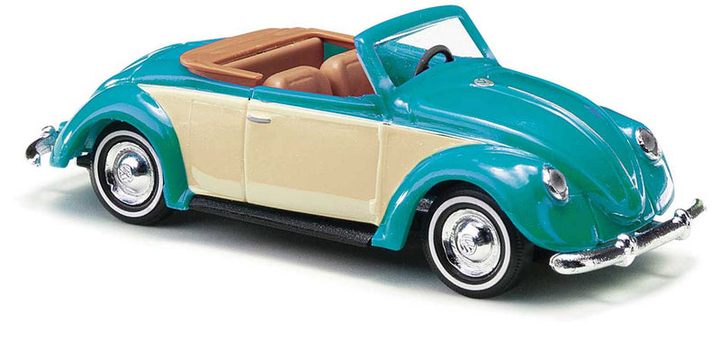 1949 Volkswagen Beetle Convertible - Assembled -- Top Down (turquoise, beige)