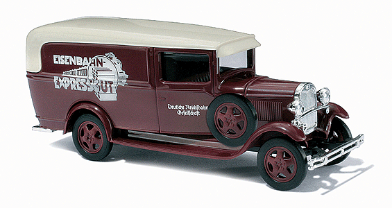 1931 Ford Model AA 1-Ton Panel Truck - Assembled -- Eisenbahn Expressgut (maroon, white)