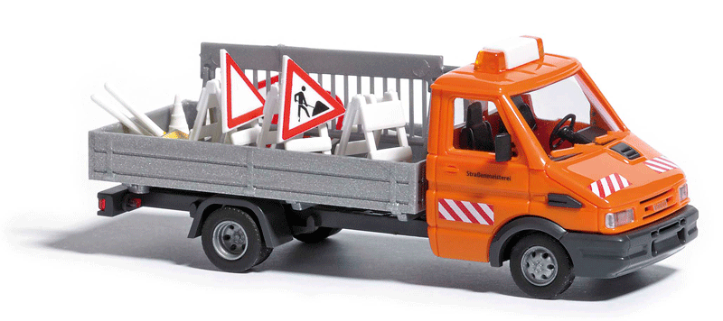 1996 Iveco Pickup Truck - Assembled -- Highway Maintenance (orange, silver, German Lettering)