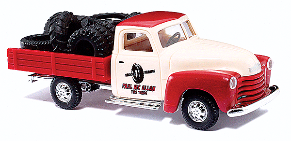 1950 Chevrolet Pickup Truck - Assembled -- Paul McAllan (Includes Tire Load; red, white)