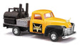 1950 Chevy Pickup Truck with BBQ Flatbed - Assembled -- King of Barbecue (yellow, black)