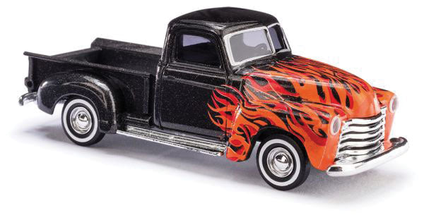 1950 Chevrolet Pickup Truck - Assembled -- Black w/Red & Orange Flames