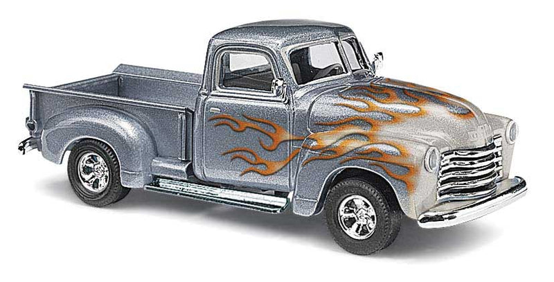 1950 Chevrolet Pickup Truck - Assembled -- Silver, Orange Flames