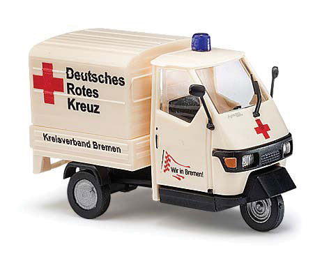 2006 Piaggio Ape 50 3-Wheel Pickup Truck - Assembled -- DRK German Red Cross (ivory, Red Cross, German Lettering)