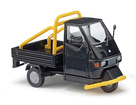2006 Piaggio Ape 50 3-Wheel Pickup Truck w/Roll Bar - Assembled -- Cross Country (black, yellow, German Lettering)
