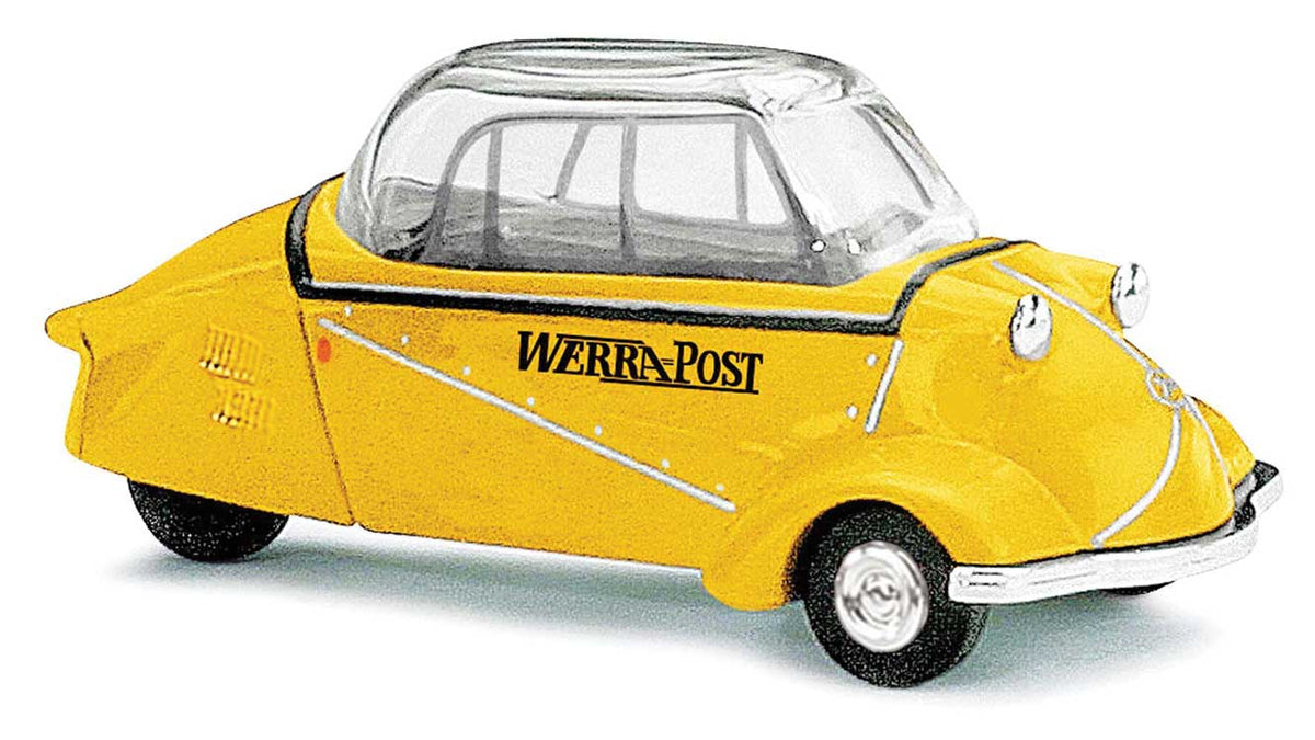 1955 Messerschmitt KR200 3-Wheeled Kabinenroller - Assembled -- Werra Post (yellow, German Lettering)