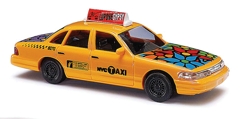 1997 Ford Crown Victoria 4-Door Sedan - Assembled -- Taxi (yellow, black, Flower Power Graphics)