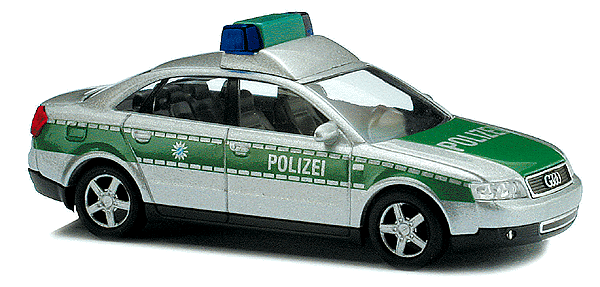 Emergency - Police Vehicles -- Audi A4 4-Door Sedan - Bavaria, Germany (green, Metallic Silver)