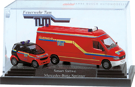 10 Year Anniversary Display Sets - Emergency - Mercedes -- Sprinter Van & Smart Fortwo - TUM Fire Dept.