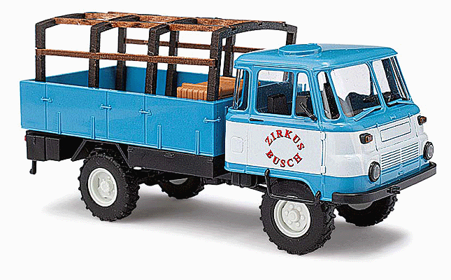 1973-1990 Robur LO 2002 A Low-Side Delivery Truck - Assembled -- Circus Busch (blue, white, German Lettering)