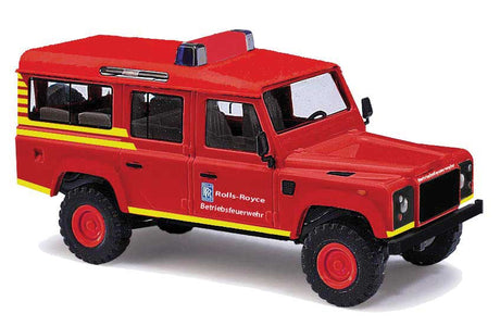 1983 Land Rover Defender SUV - Assembled -- Rolls Royce Betriebsfeuerwehr (red, yellow, German Lettering)