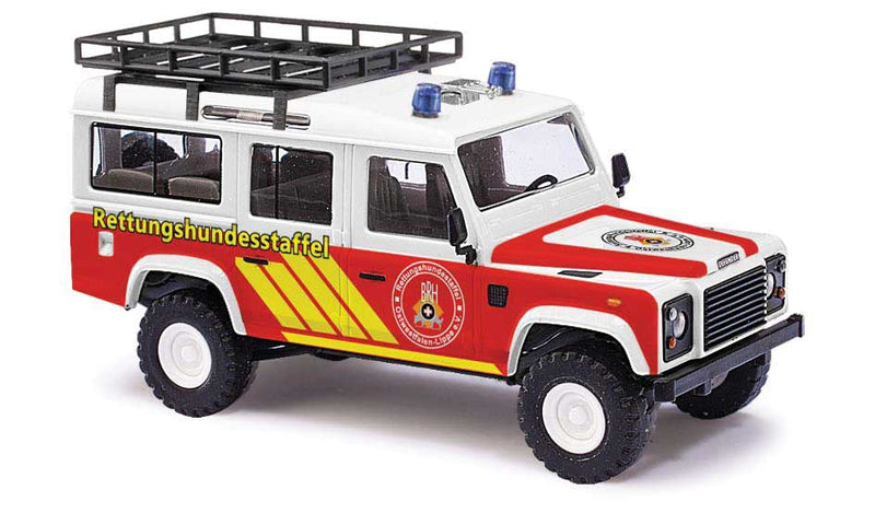 1983 Land Rover Defender SUV with Roof Rack - Assembled -- Rettungshundestaffel (red, white, German Lettering)