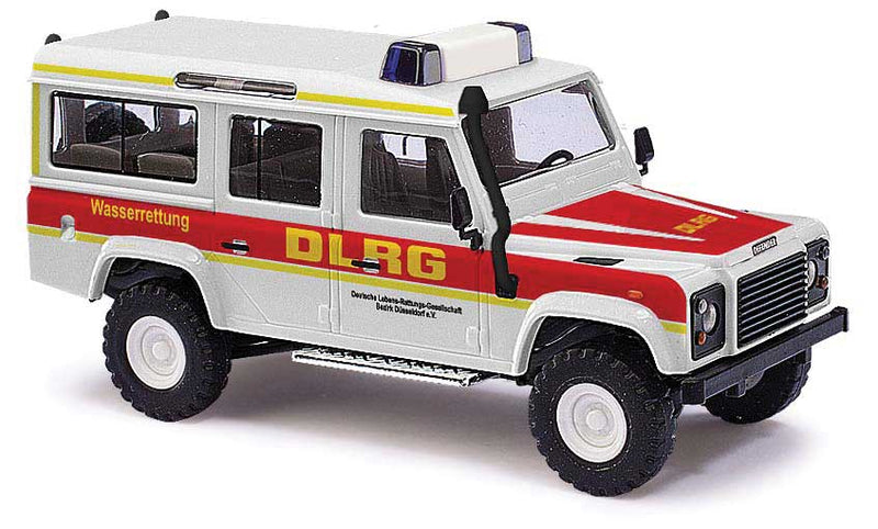 1983 Land Rover Defender SUV with Roof Rack - Assembled -- DLRG (white, red, German Lettering)
