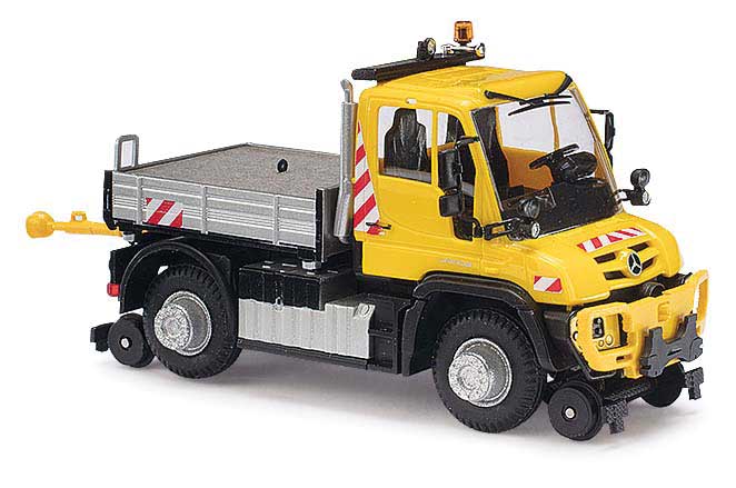 2013 Mercedes-Benz Unimog U 430 Heavy-Duty Pickup Truck - Assembled -- With Hi-Rail Wheels (yellow, silver, black, red, white)