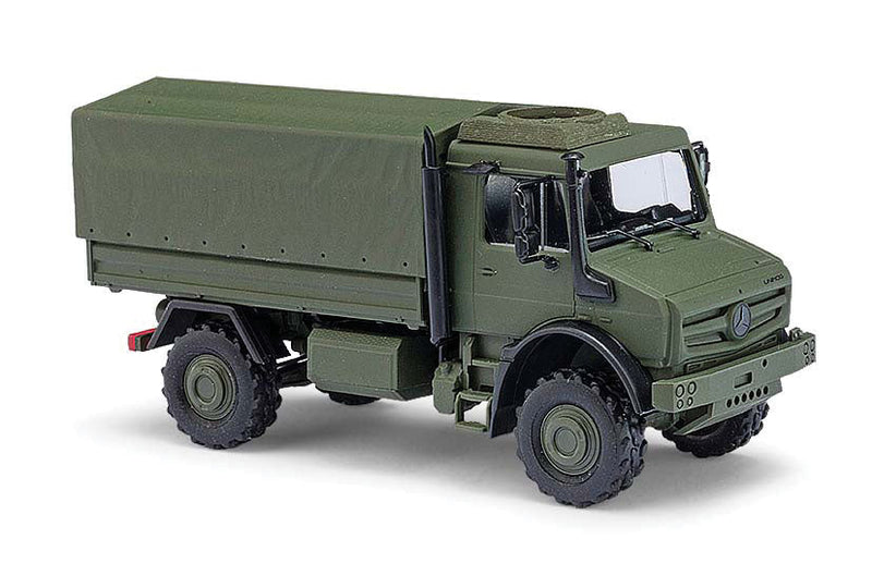 2014 Mercedes-Benz Unimog U 5023 Heavy-Duty Low-Side Truck - Assembled -- German Army (green, German Lettering)