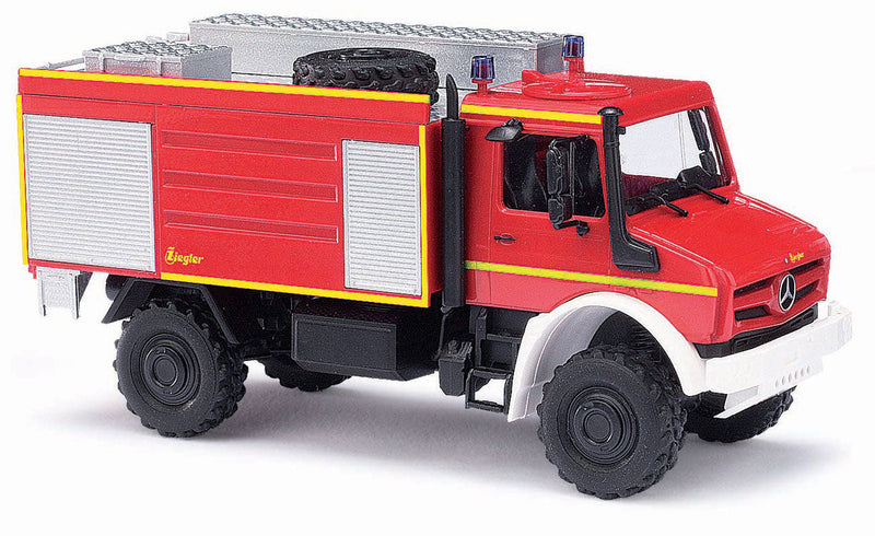 2014 Mercedes-Benz Unimog U 5023 Heavy-Duty Fire Truck - Assembled -- Fire Department (red, white, yellow, German Lettering)