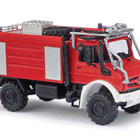 2014 Mercedes-Benz Unimog U 5023 Heavy-Duty Fire Truck - Assembled -- Forest Service, Fire Department (red, white, yellow, German Lettering)