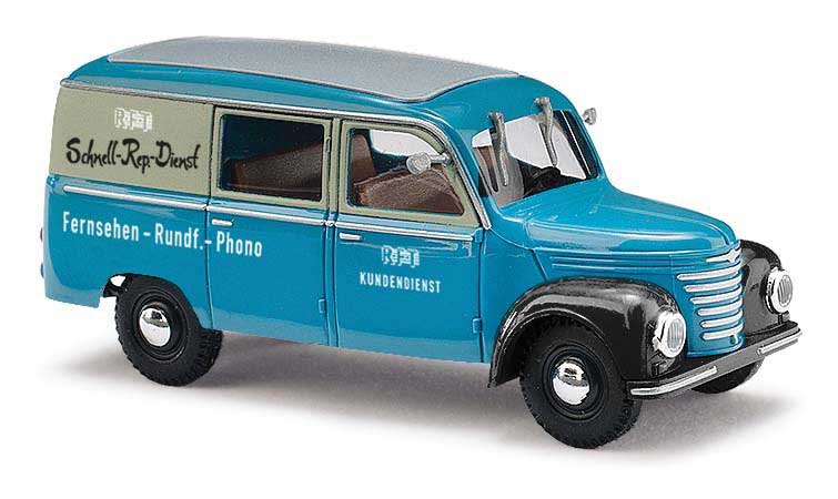 1954 Framo V901-2 4-Seat Cargo Van - Assembled -- RFT Fernsehen (blue, gray, black, German Lettering)