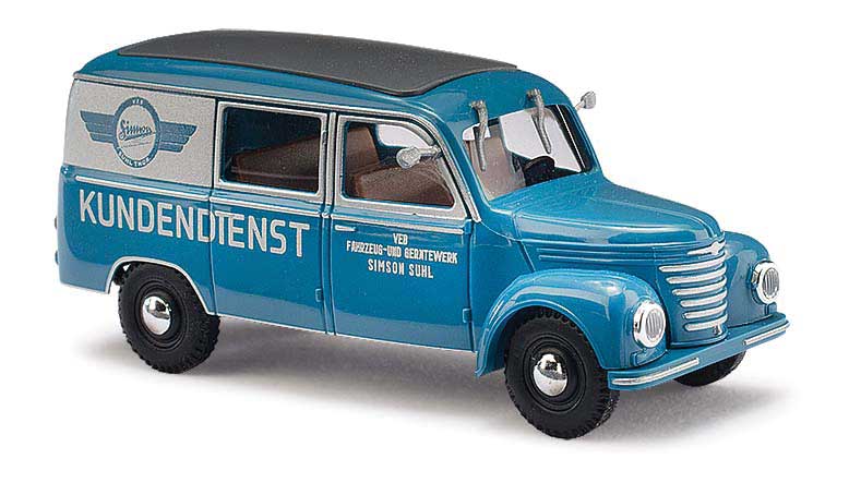1955 Framo V901/2 4-Seat Cargo Van - Assembled -- Simson Fahrz-Gerate Suhl Service (blue, silver, German Lettering)