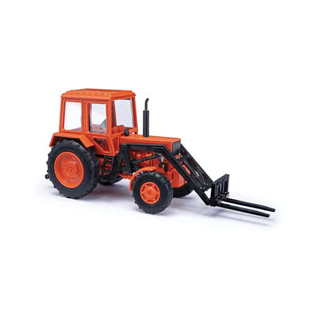 1983 Belarus MTS 80 Farm Tractor w/Fork Attachment - Assembled -- Orange, Black