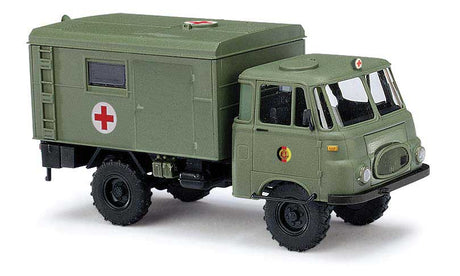 1960 Robur LO 1800 A Personnel Truck - Assembled -- NVA Sankra (olive, red Cross Logo, German Lettering)