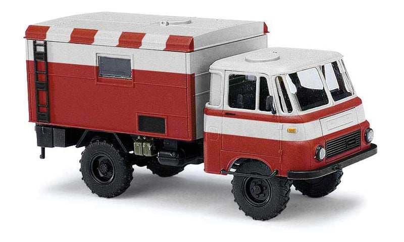 1960 Robur LO 1800 A Personnel Truck - Assembled -- Airport Escort (white, red, German Lettering)