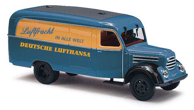 1957 Robur Garant K 30 Cargo Van - Assembled -- Deutsche Luftansa (blue, orange, German Lettering)
