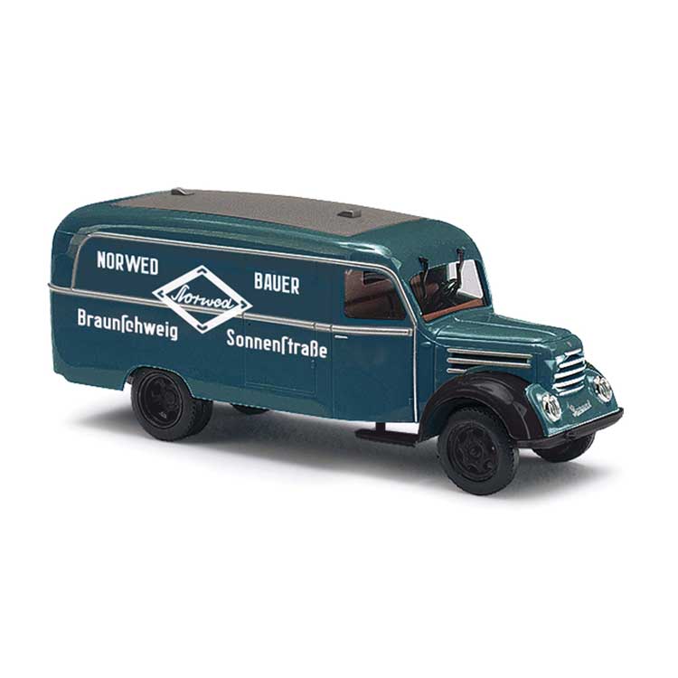1953 Robur Garant K 30 Cargo Van - Assembled -- Norwegian Bauer Braunschweig (dark blue, black, white, German Lettering)