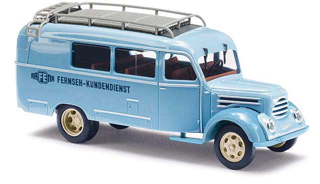 1953 Robur Garant K 30 Passenger Van - Assembled -- Rafena Fernseh Service (blue, German Lettering)
