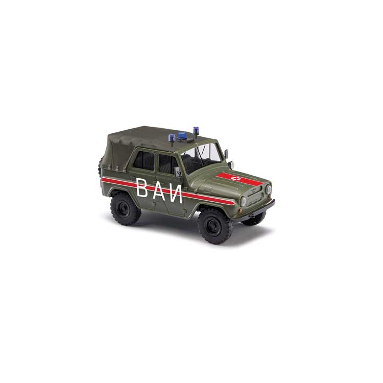 1972-2003 UAZ 469 Open-Roof w/Canvas Cover SUV - Assembled -- Soviet WAI (green, red, white, Russian Lettering)
