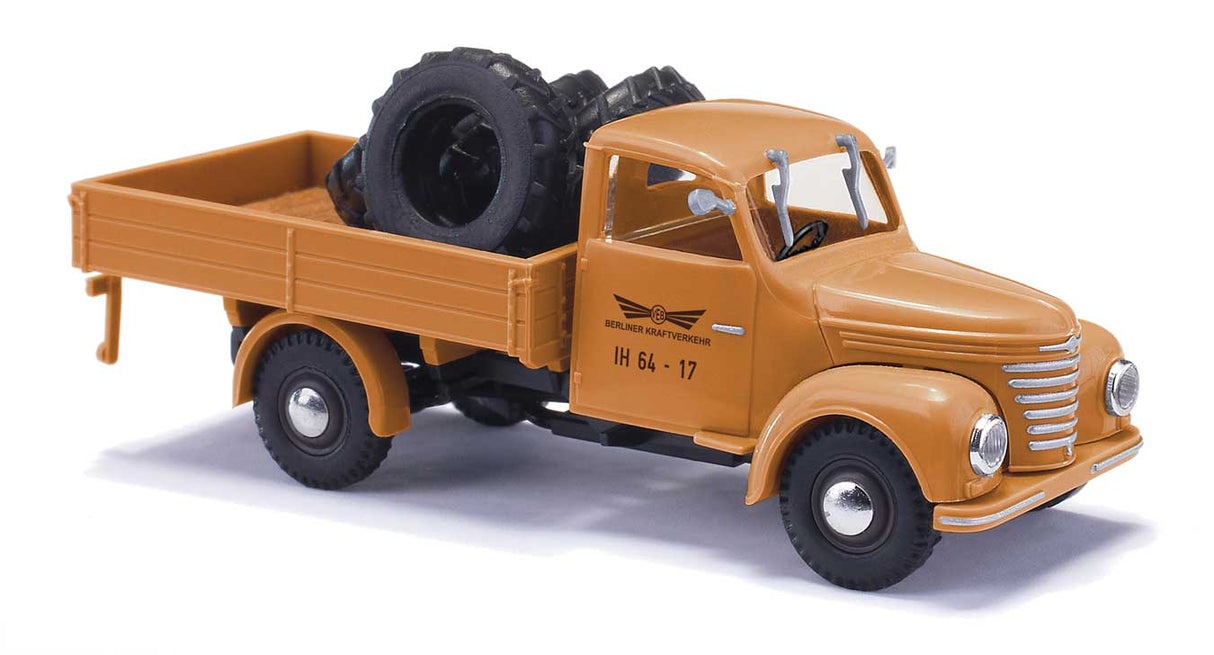 1957 Framo V901-2 Low-Side Truck with Load - Assembled -- Berliner Kraftverkehr (orange, German Lettering)