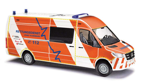 2014 Mercedes-Benz Sprinter Long-Wheelbase High-Roof Passenger Van - Assembled -- Stadt Oldenburg, Germany, Emergency (orange, white, yellow, German Lettering