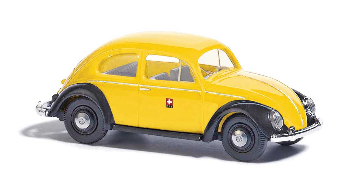 1952 Volkswagen Beetle with Pretzel-Split Rear Window - Assembled -- Swiss Post (yellow, black, German Lettering)