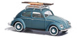 1952 Volkswagen Beetle with Pretzel-Split Rear Window - Assembled -- Blue (with Sled & Toboggan)