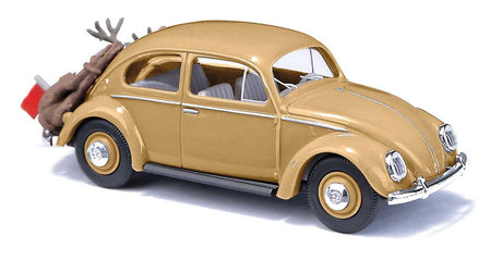 1955 Volkswagen Beetle with Oval Rear Window & Deer - Assembled -- Beige-1