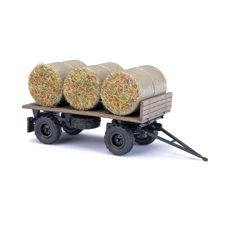 1985 IFA HW 60 Flatbed Farm Trailer with Hay Bales - Assembled