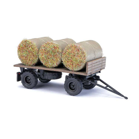 1985 IFA HW 60 Flatbed Farm Trailer with Hay Bales - Assembled